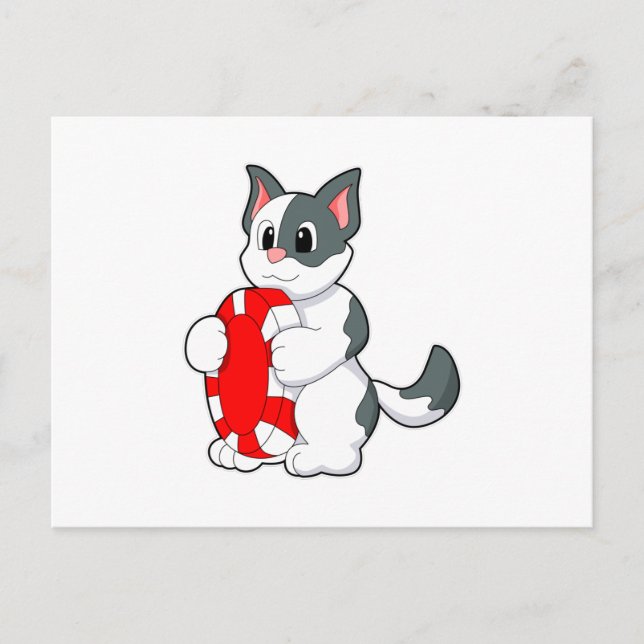 Katt med pokerchip vykort (Framsida)