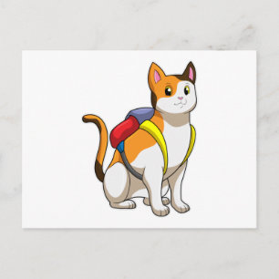Katt med portfölj vykort