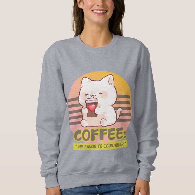 Katt med pulverkaffe kopp citat t shirt (Framsida)