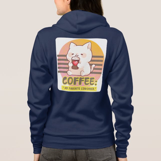 Katt med pulverkaffe kopp citat t shirt (Baksida)