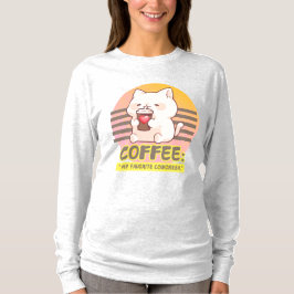 Katt med pulverkaffe kopp citat t shirt