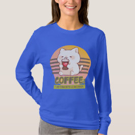 Katt med pulverkaffe kopp citat t shirt