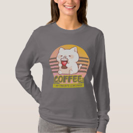 Katt med pulverkaffe kopp citat t shirt