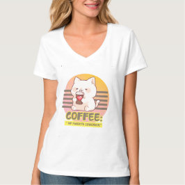Katt med pulverkaffe kopp citat t shirt