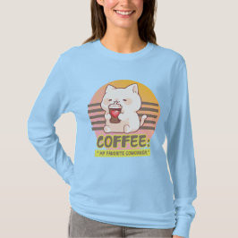 Katt med pulverkaffe kopp citat t shirt