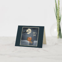 Katt med Pumpkin Head Halloween Card