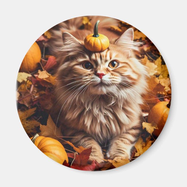 Katt med Pumpkins Magnet (Framsidan)