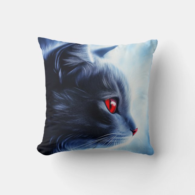 Katt med Red Ögon Kudde (Framsida)