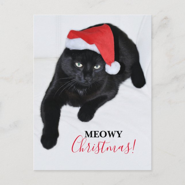 Katt med Red Santa Hat Helg Vykort (Framsida)