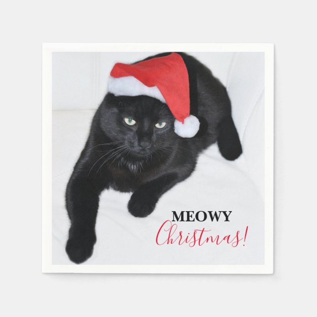 Katt med Red Santa Hat Pappersservett (Framsidan)