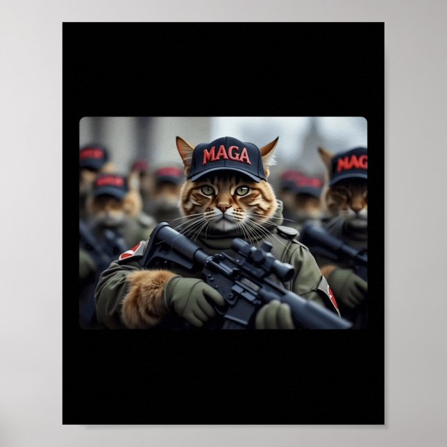 Katt med Rifle - Humous Donald Trump Poster (Framsidan)