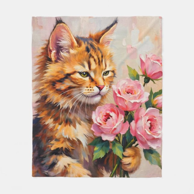 Katt med Ro Fleecefilt (Framsidan)