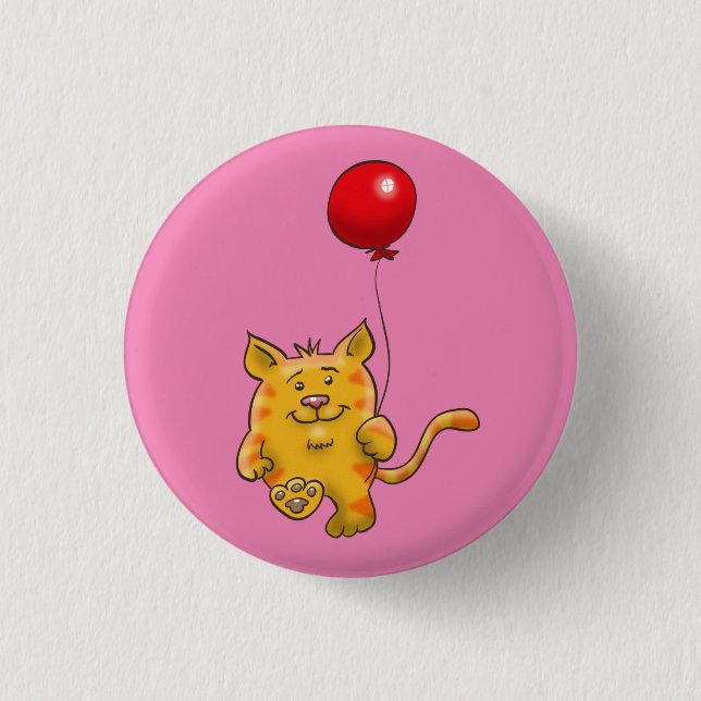 Katt med röd ballong knapp (Framsida)