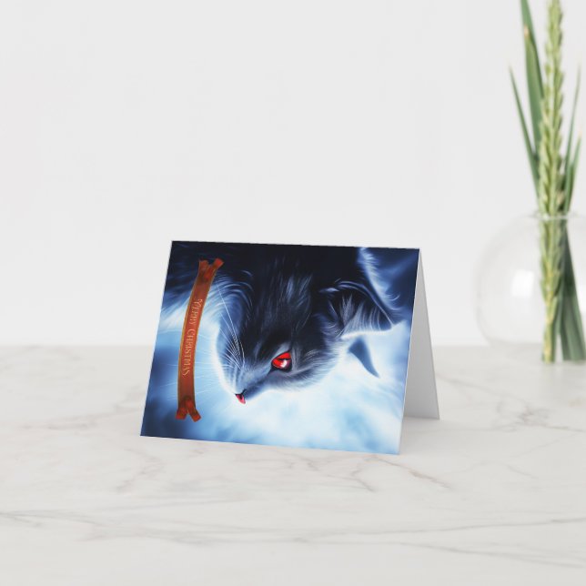 Katt med röda ögon helgkort (Framsida)
