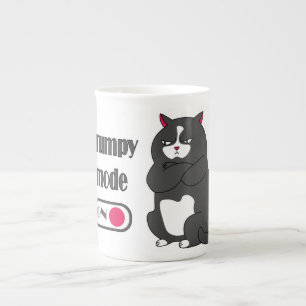 Katt med rolig tjock benporslin mugg