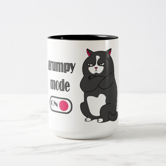 Katt med rolig tjock Två-Tonad mugg (Center)