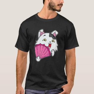 Katt med rosa fläkt t shirt