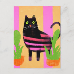 Katt med Rosa Rand AI genererade konst Vykort