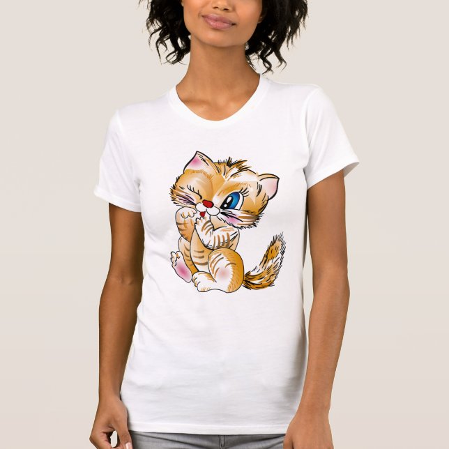 Katt med Rosy Red Noses skärpa T Shirt (Framsida)