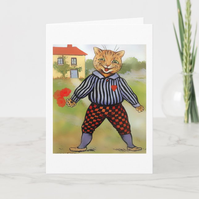 Katt med rovalentinkortet helgkort (Framsida)