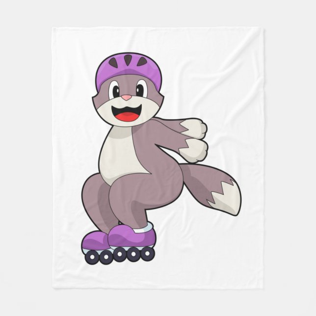 Katt med rullskridskor fleecefilt (Framsidan)