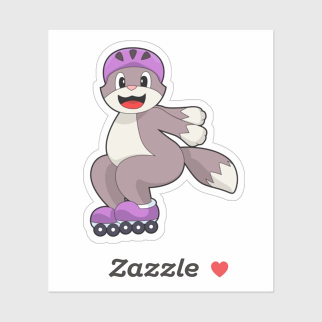 Katt med rullskridskor klistermärken (Ark)