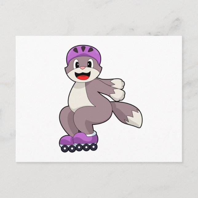 Katt med rullskridskor vykort (Framsida)