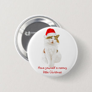 Katt med Santas hatt Knapp