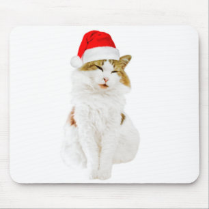 Katt med Santas hatt Musmatta