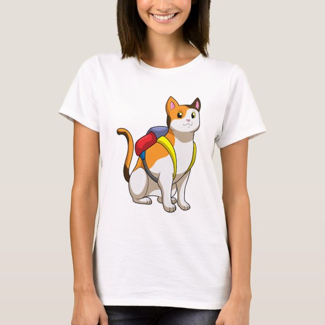 Katt med Satchel T Shirt (Framsida)