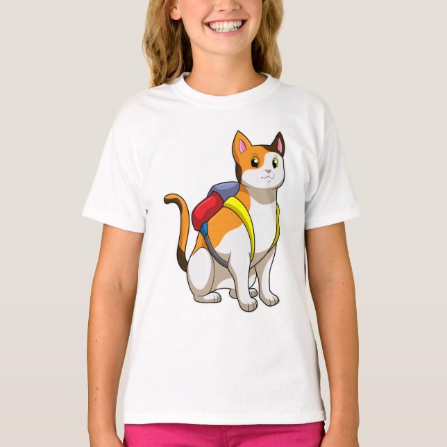 Katt med Satchel T Shirt (Framsida)