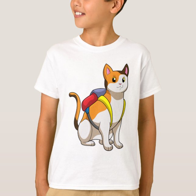 Katt med Satchel T Shirt (Framsida)