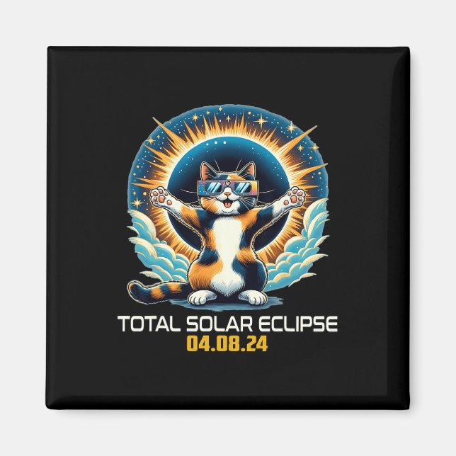 Katt med selfie Solar Eclipse Solar Eclipse 2024 Magnet (Framsidan)