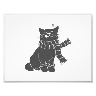 Katt med skönhetsvård - välj bakgrund färg fototryck