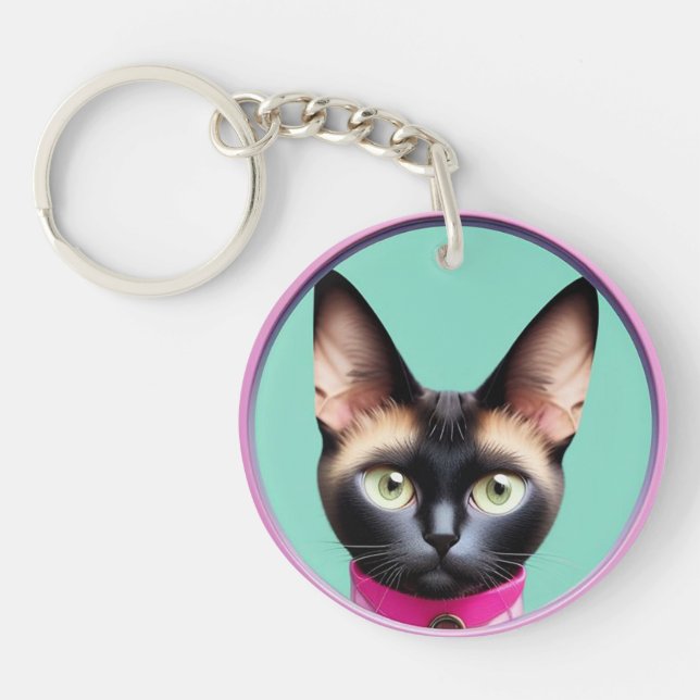 Katt med slående ögon vid cirkulärt spegel (Framsidan)
