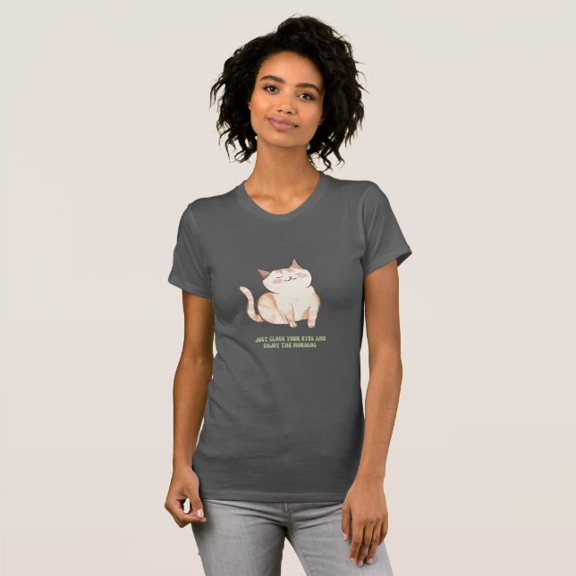 Katt med slogan T-shirt för henne (Hel framsida)