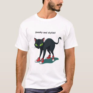 Katt med små smygare t shirt