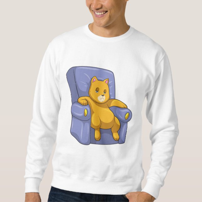 Katt med Soffa Lång Ärmad Tröja (Framsida)
