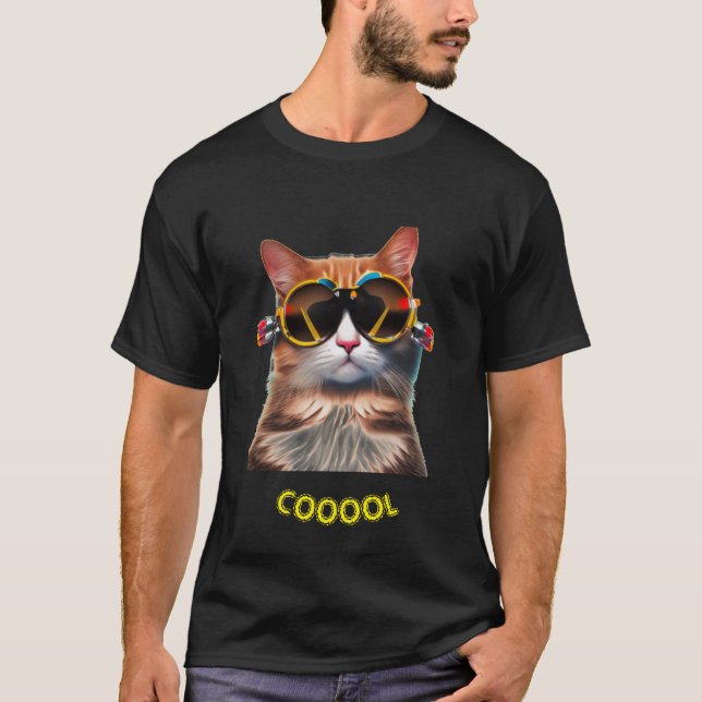 Katt med solglasögon av Färgad T-Shirt (Framsida)