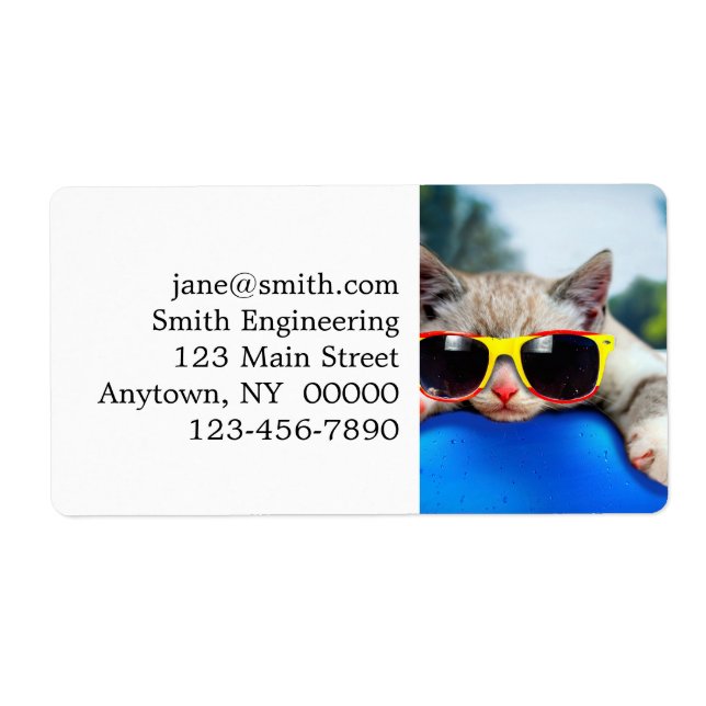 Katt med solglasögon avslappnande på madrassen luf fraktsedel (Framsidan)