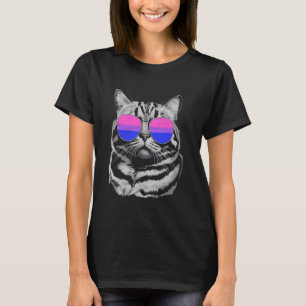 Katt med solglasögon Bi Pride HBTQ T Shirt