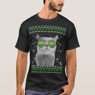 Katt med solglasögon Meowy Ugly julsötare T Shirt