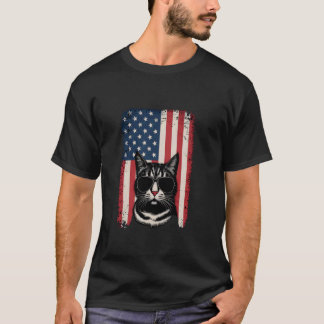 Katt med solglasögon Retro USA Flagga Kattunge T Shirt