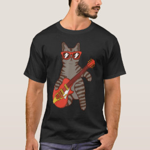 Katt med solglasögon som spelar Guitar Guitarist T Shirt