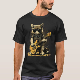 Katt med solglasögon som spelar Guitar Guitarist T Shirt