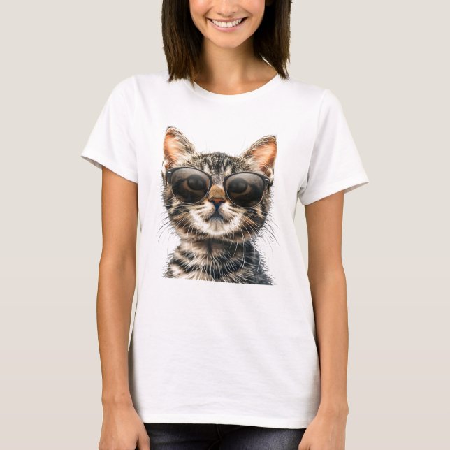 Katt med solglasögon t shirt (Framsida)