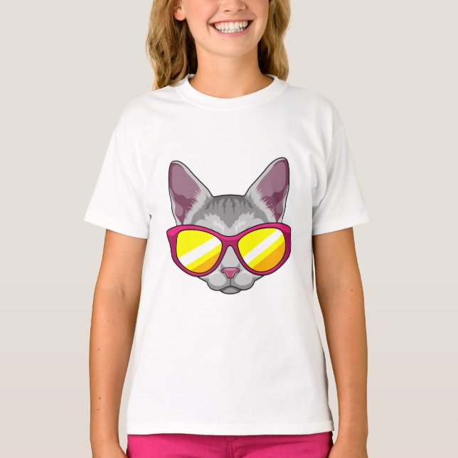 Katt med solglasögon t shirt (Framsida)