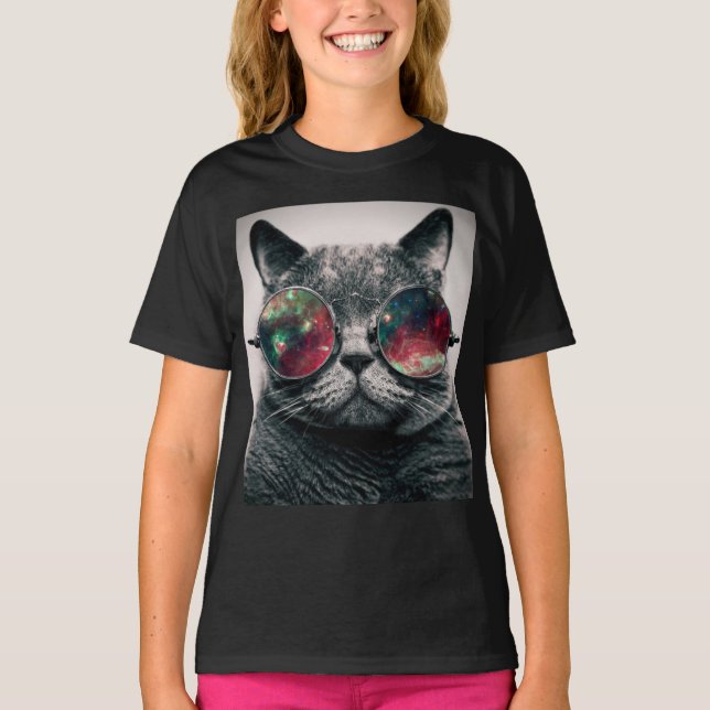 Katt med solglasögon tee shirt (Framsida)
