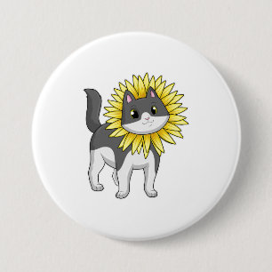 Katt med solros knapp