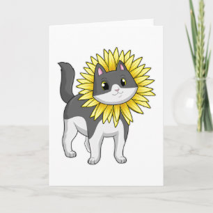 Katt med solros kort